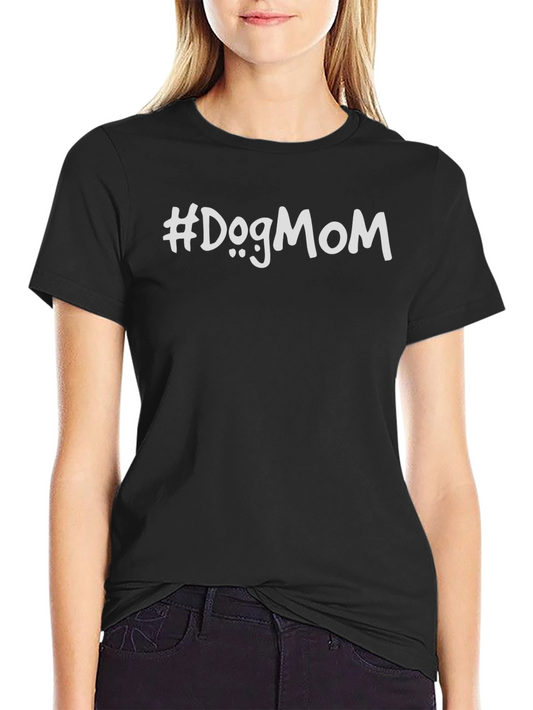 #DogMom Black Casual T-Shirt - Comfortable Fit