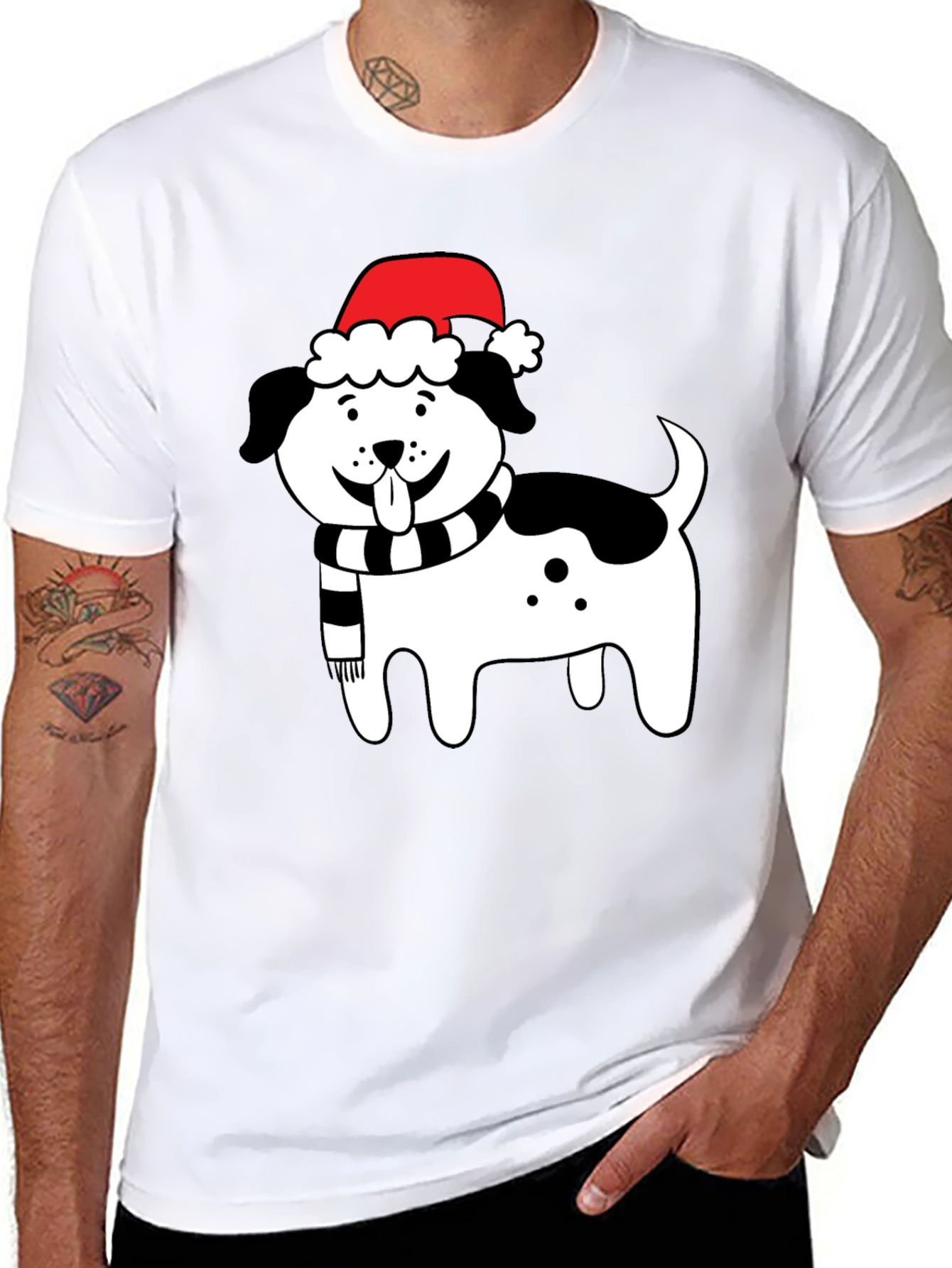Festive Dog Santa Hat T-Shirt