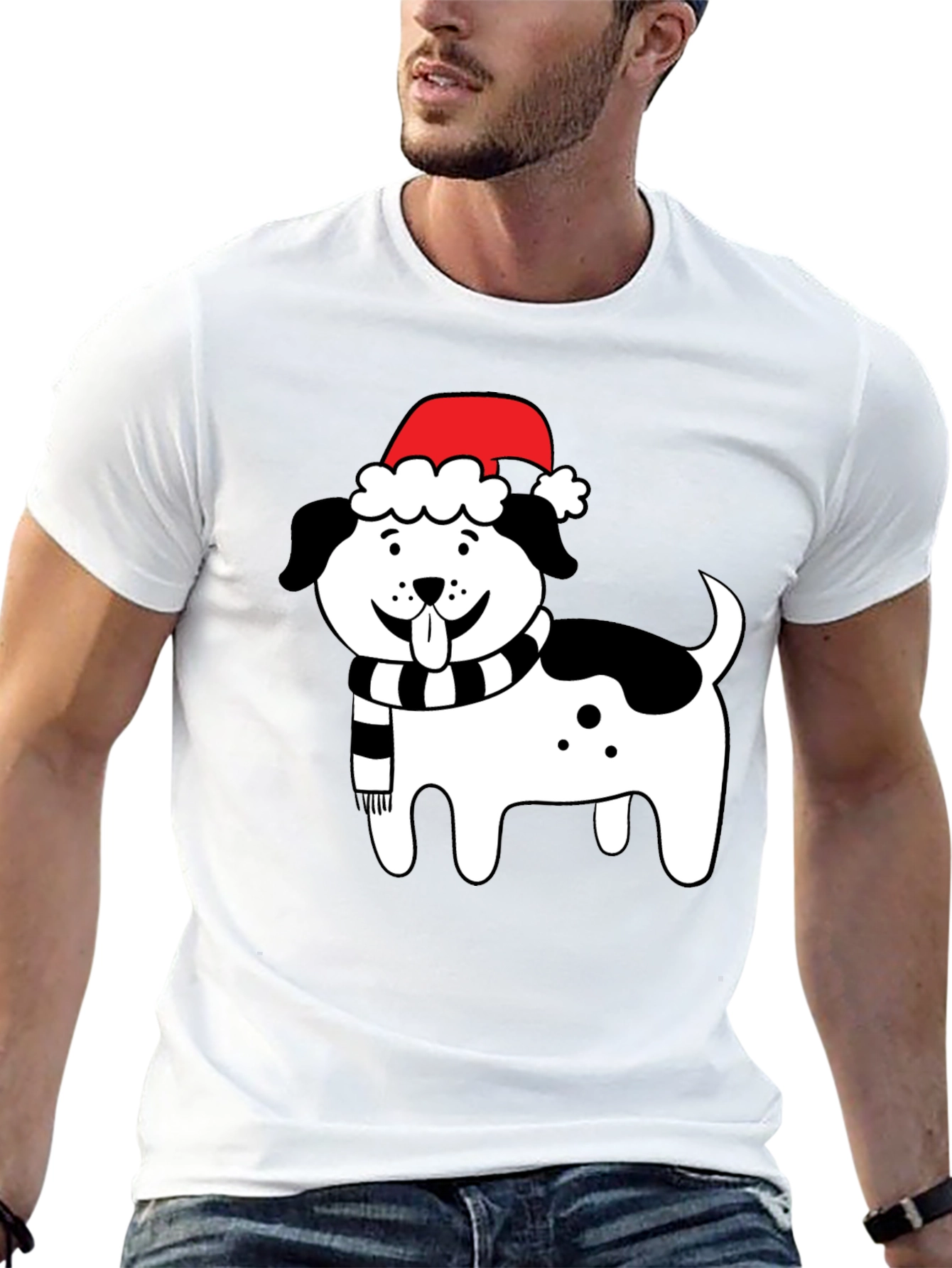 Festive Dog Santa Hat T-Shirt