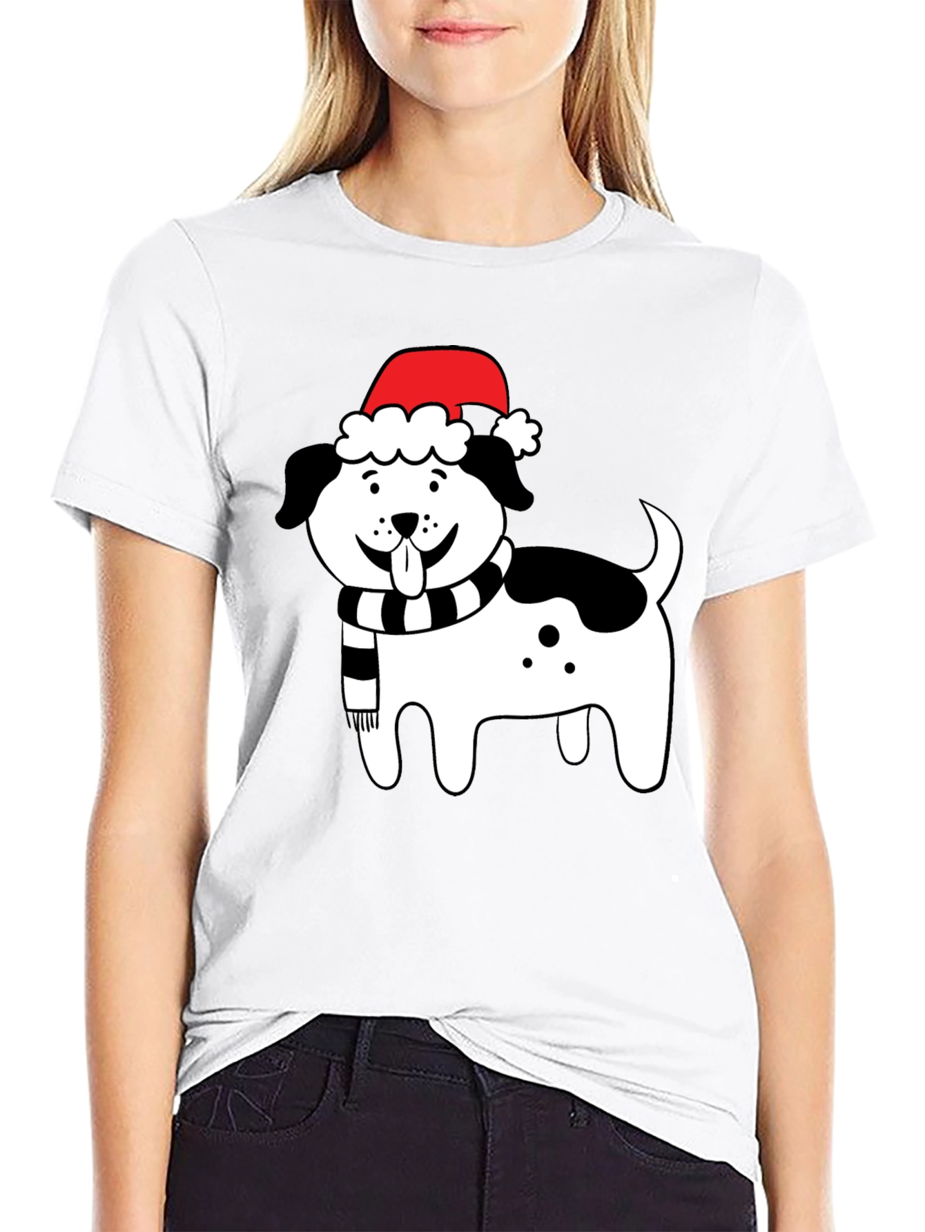 Festive Dog Santa Hat T-Shirt