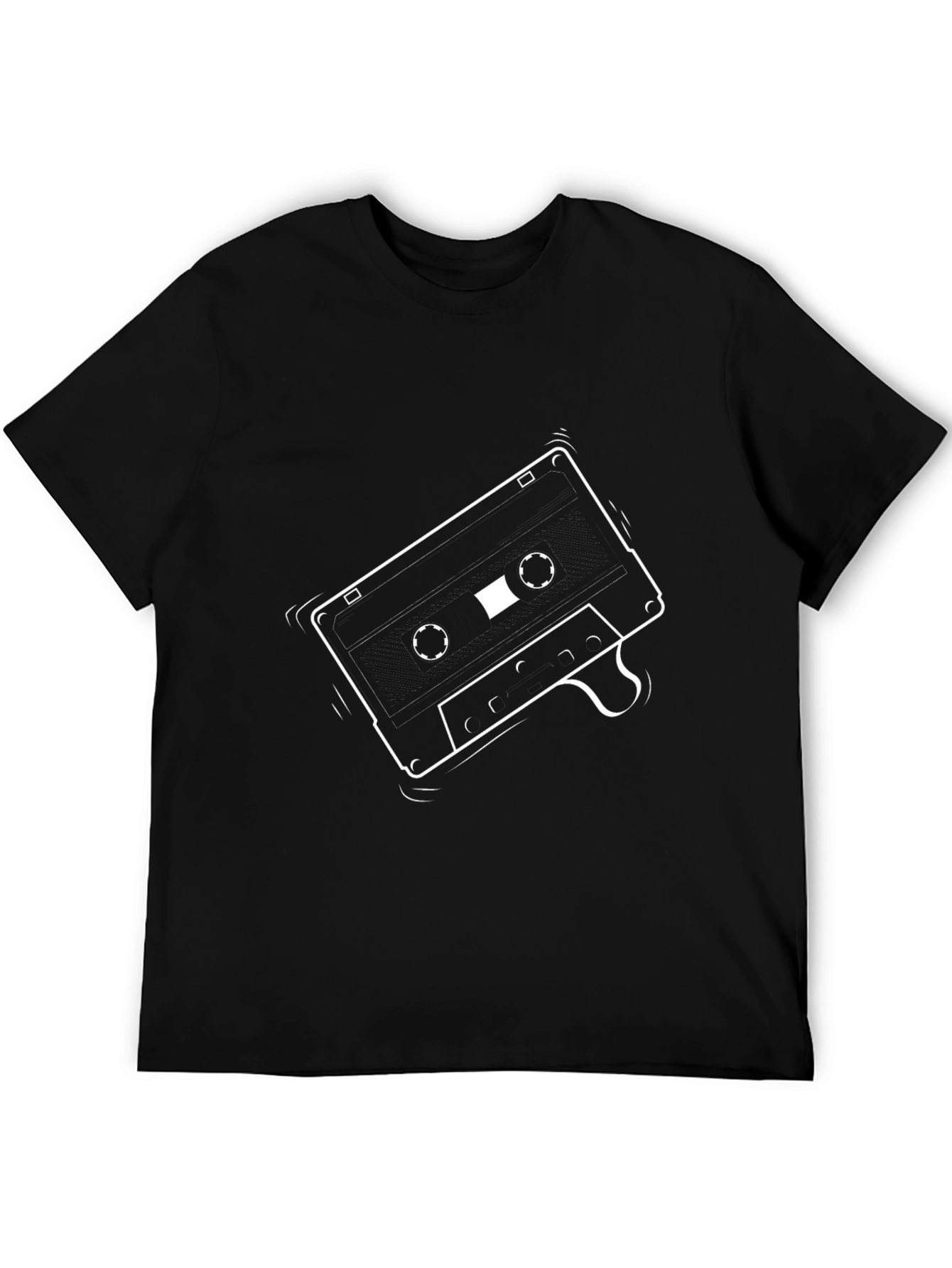 Retro Cassette Tape Graphic T-Shirt - Black Cotton Tee