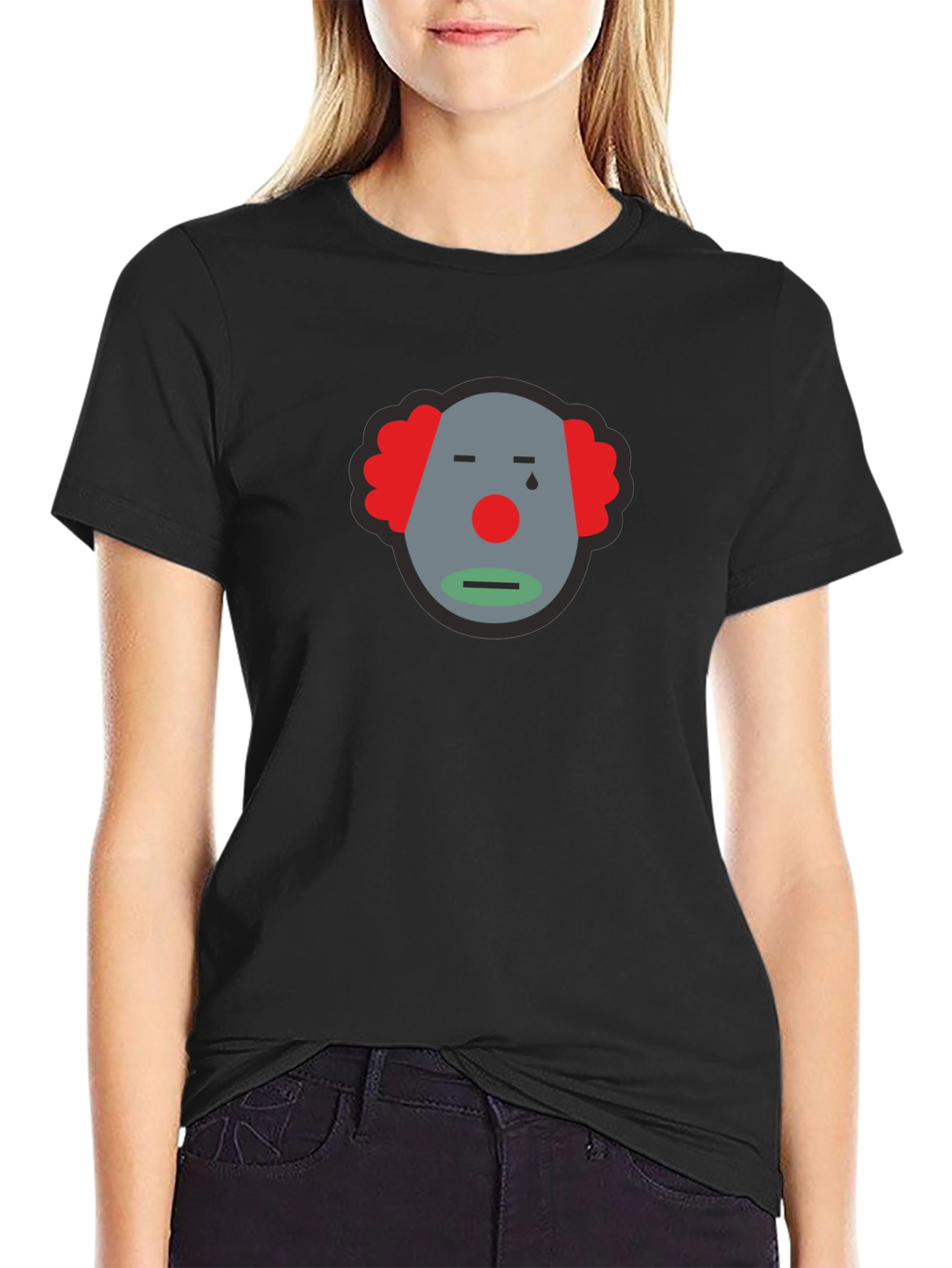Sad Clown Graphic Tee - Unisex Black Cotton T-Shirt
