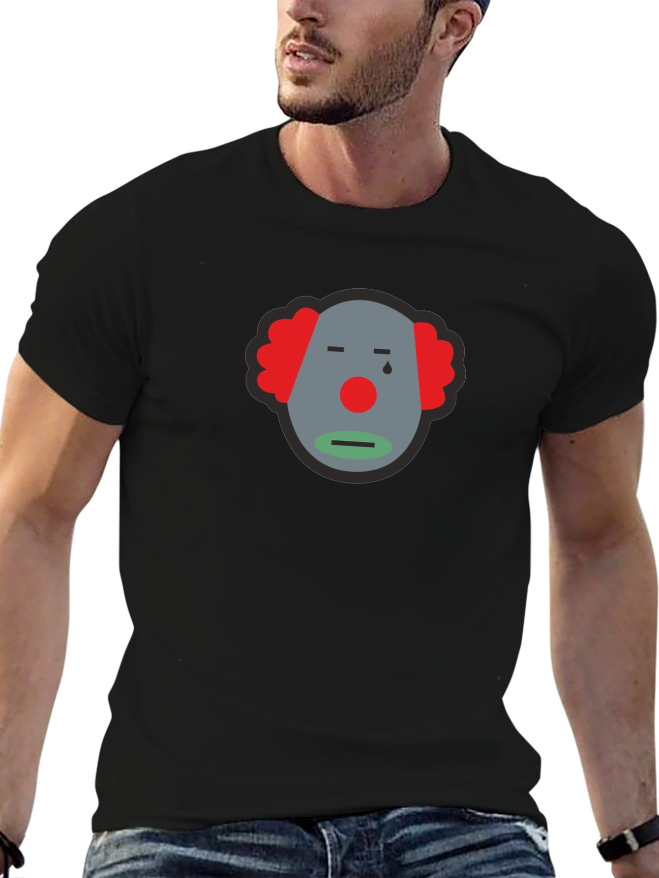 Sad Clown Graphic Tee - Unisex Black Cotton T-Shirt