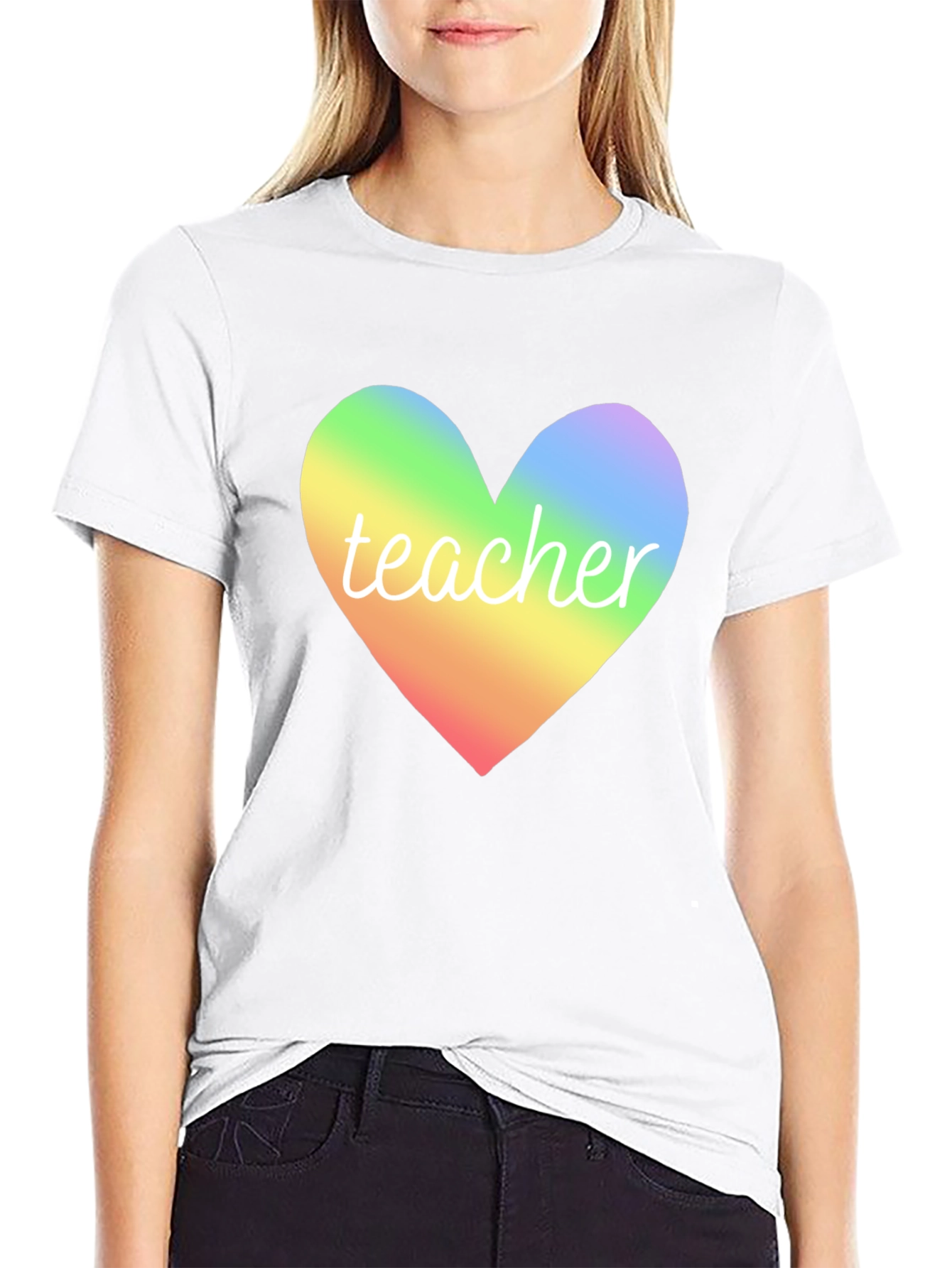 Rainbow Heart Teacher T-Shirt - Unisex