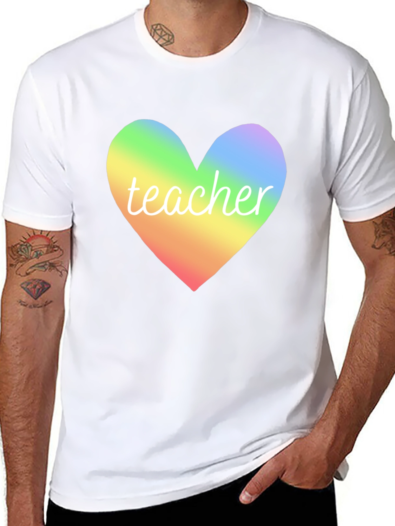 Rainbow Heart Teacher T-Shirt - Unisex