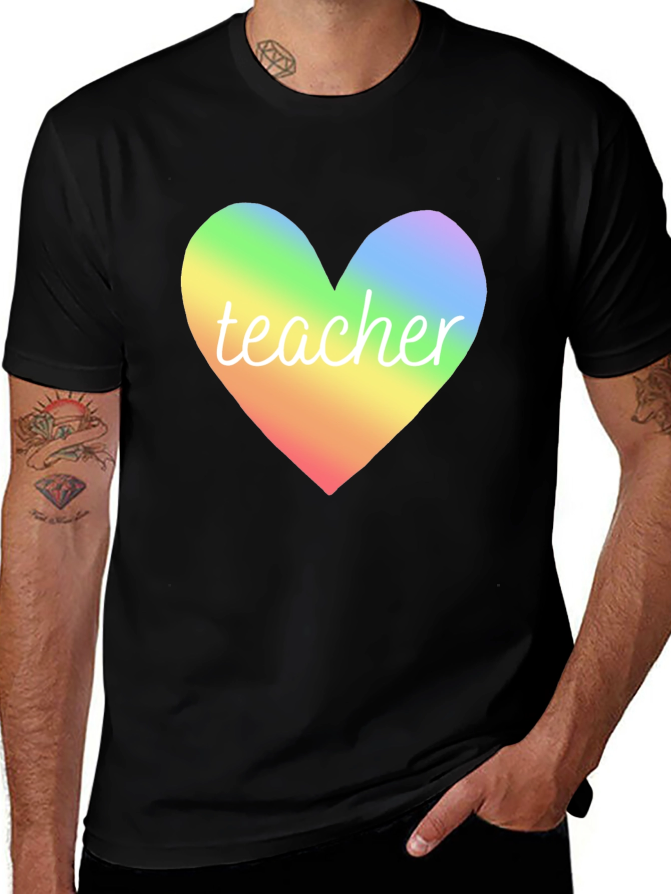 Rainbow Heart Teacher T-Shirt - Unisex