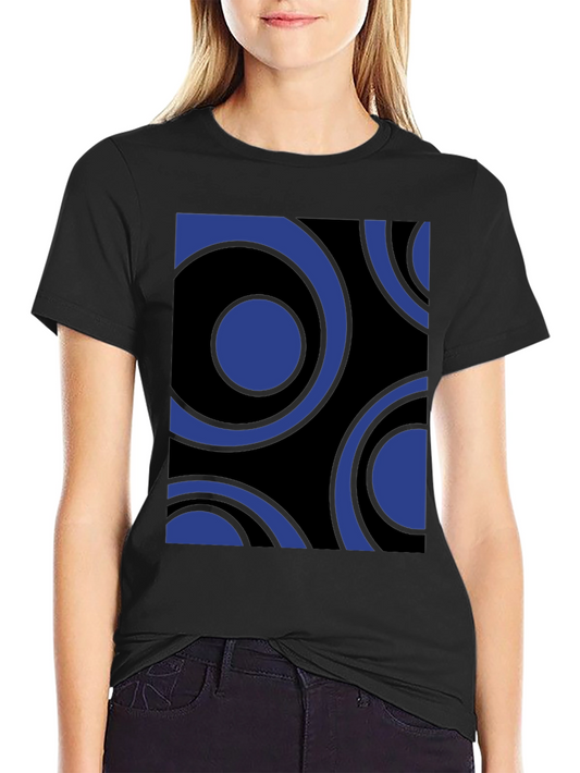Retro Circle Pattern Black Tee
