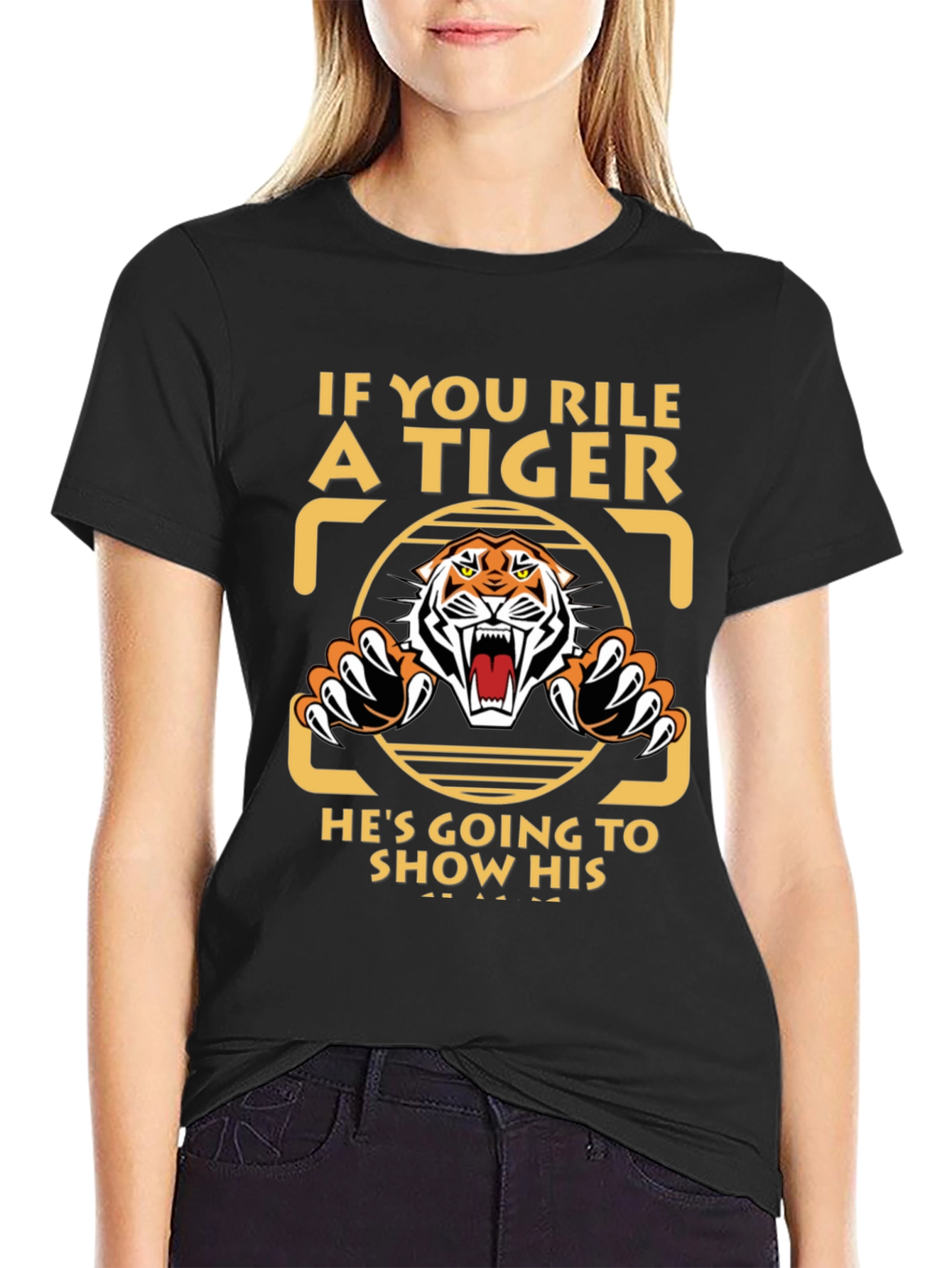 Rile a Tiger Black Graphic Tee