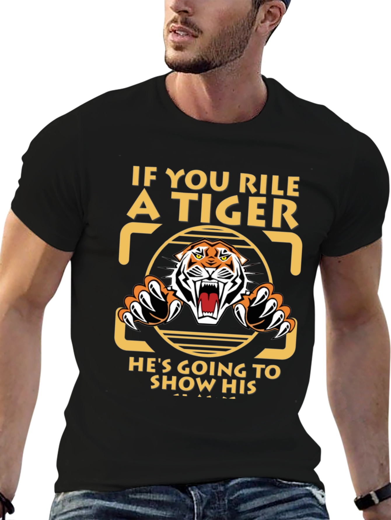 Rile a Tiger Black Graphic Tee