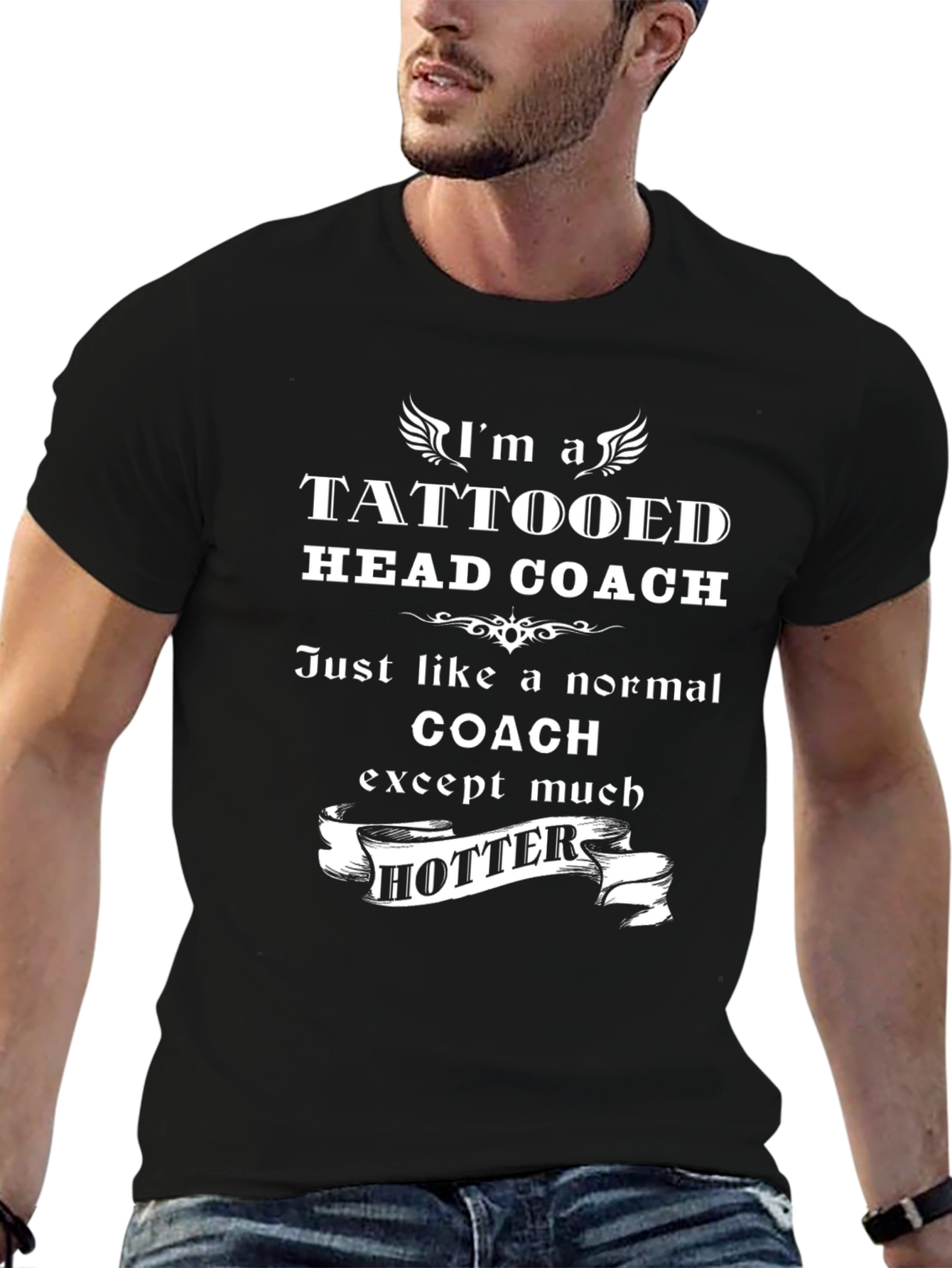 Tattooed Head Coach Novelty Graphic T-Shirt