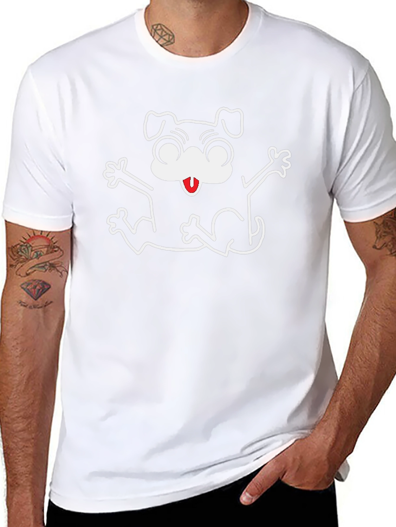 Black Dog Cartoon Graphic T-Shirt