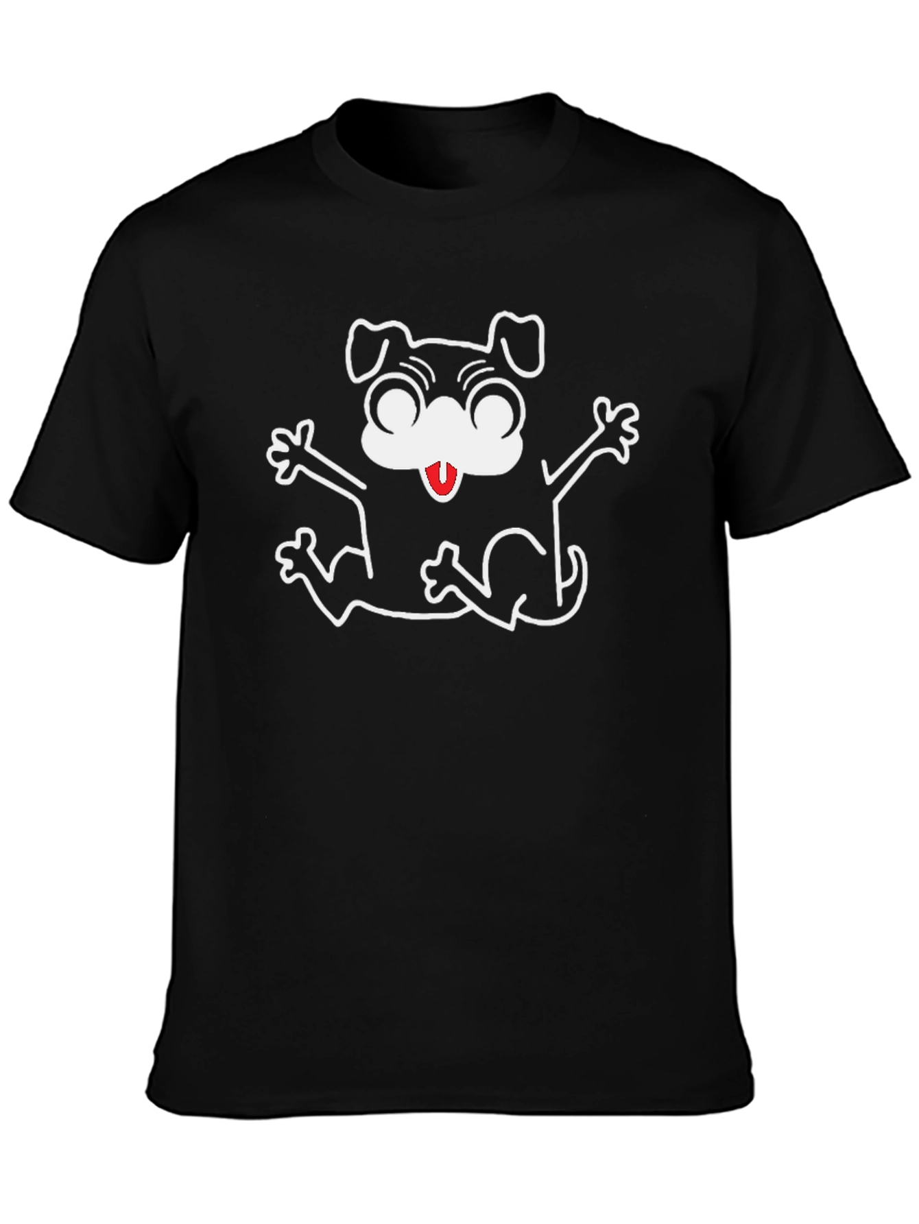 Black Dog Cartoon Graphic T-Shirt
