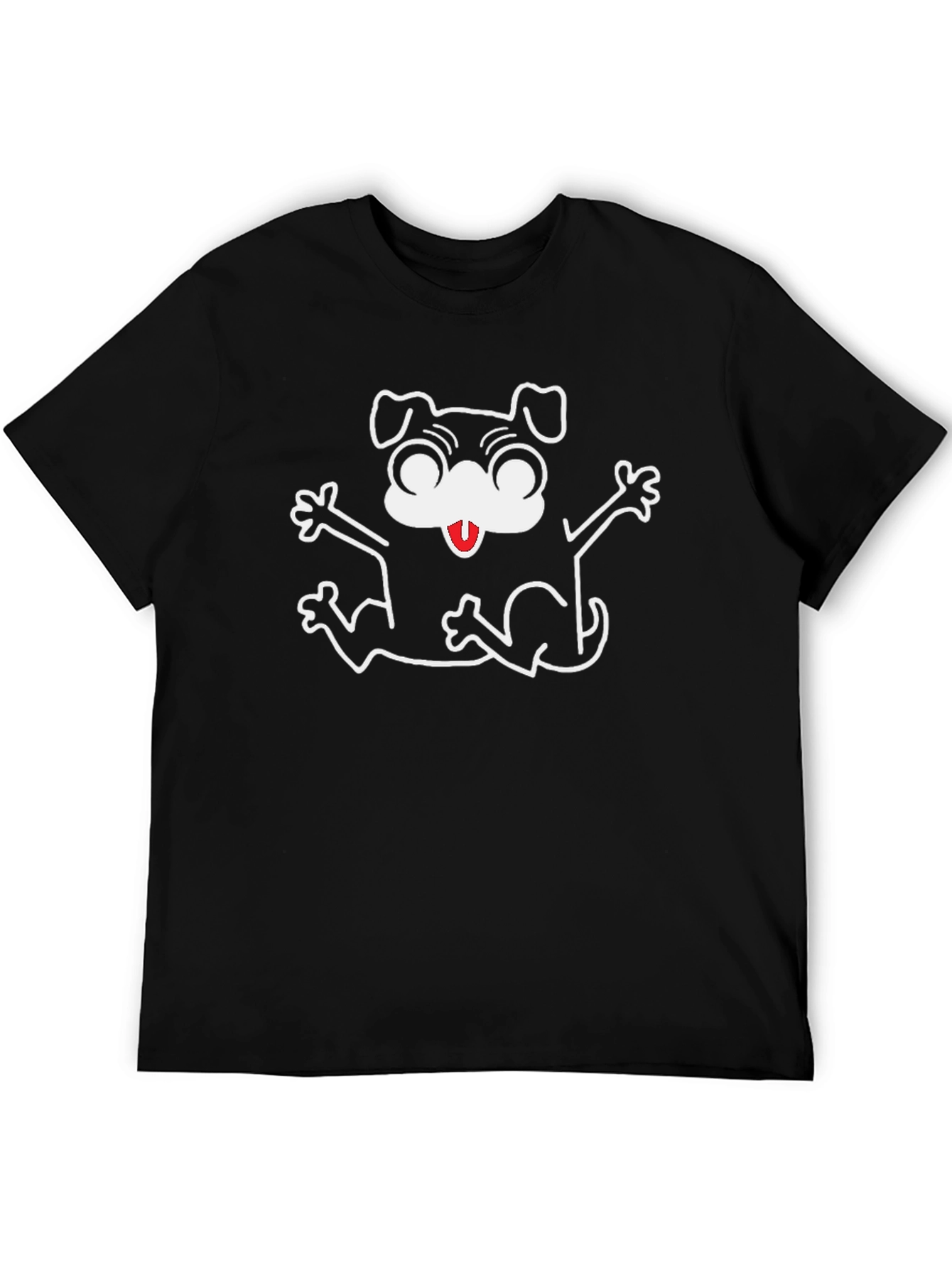 Black Dog Cartoon Graphic T-Shirt