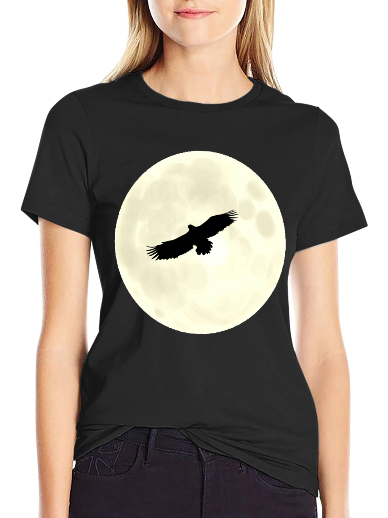 Eagle Moon Graphic T-Shirt - Black