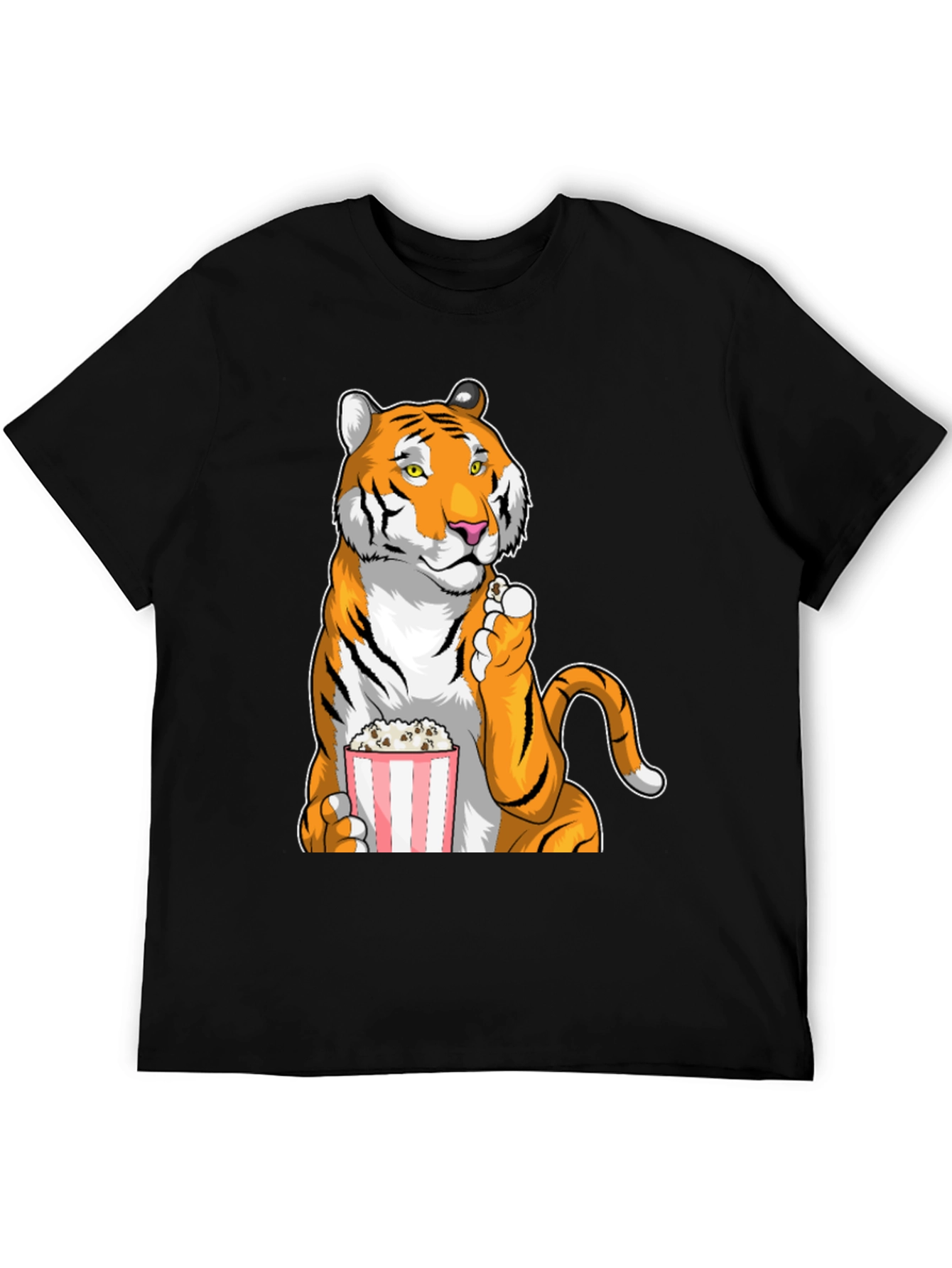 Tiger Eating Popcorn Graphic T-Shirt