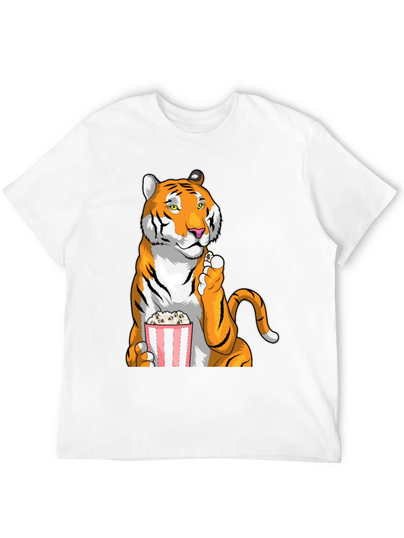 Tiger Eating Popcorn Graphic T-Shirt