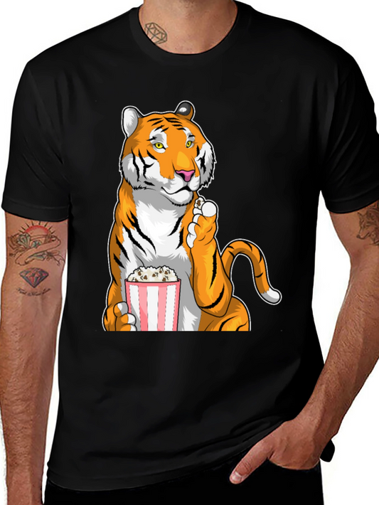 Tiger Eating Popcorn Graphic T-Shirt