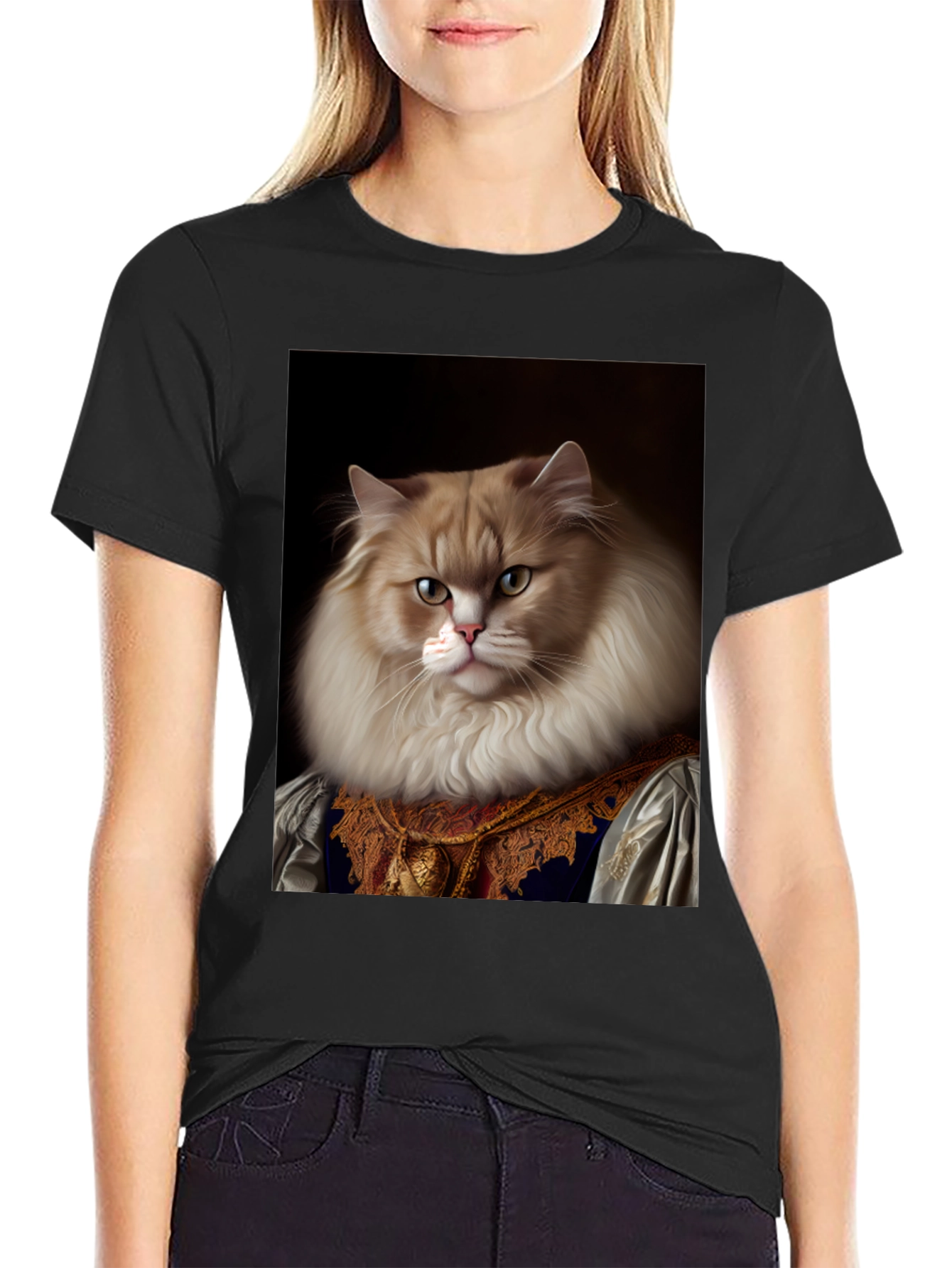 Regal Cat Portrait T-Shirt - Unique Design