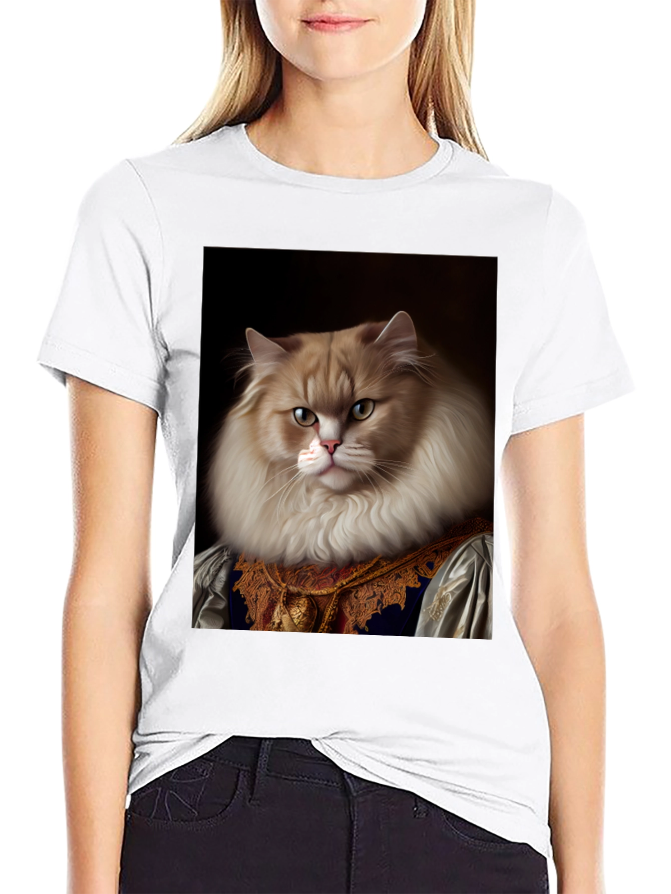 Regal Cat Portrait T-Shirt - Unique Design