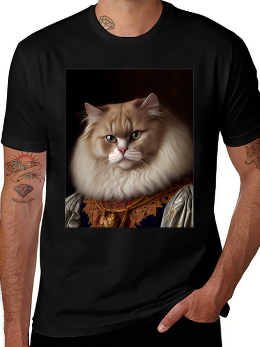 Regal Cat Portrait T-Shirt - Unique Design