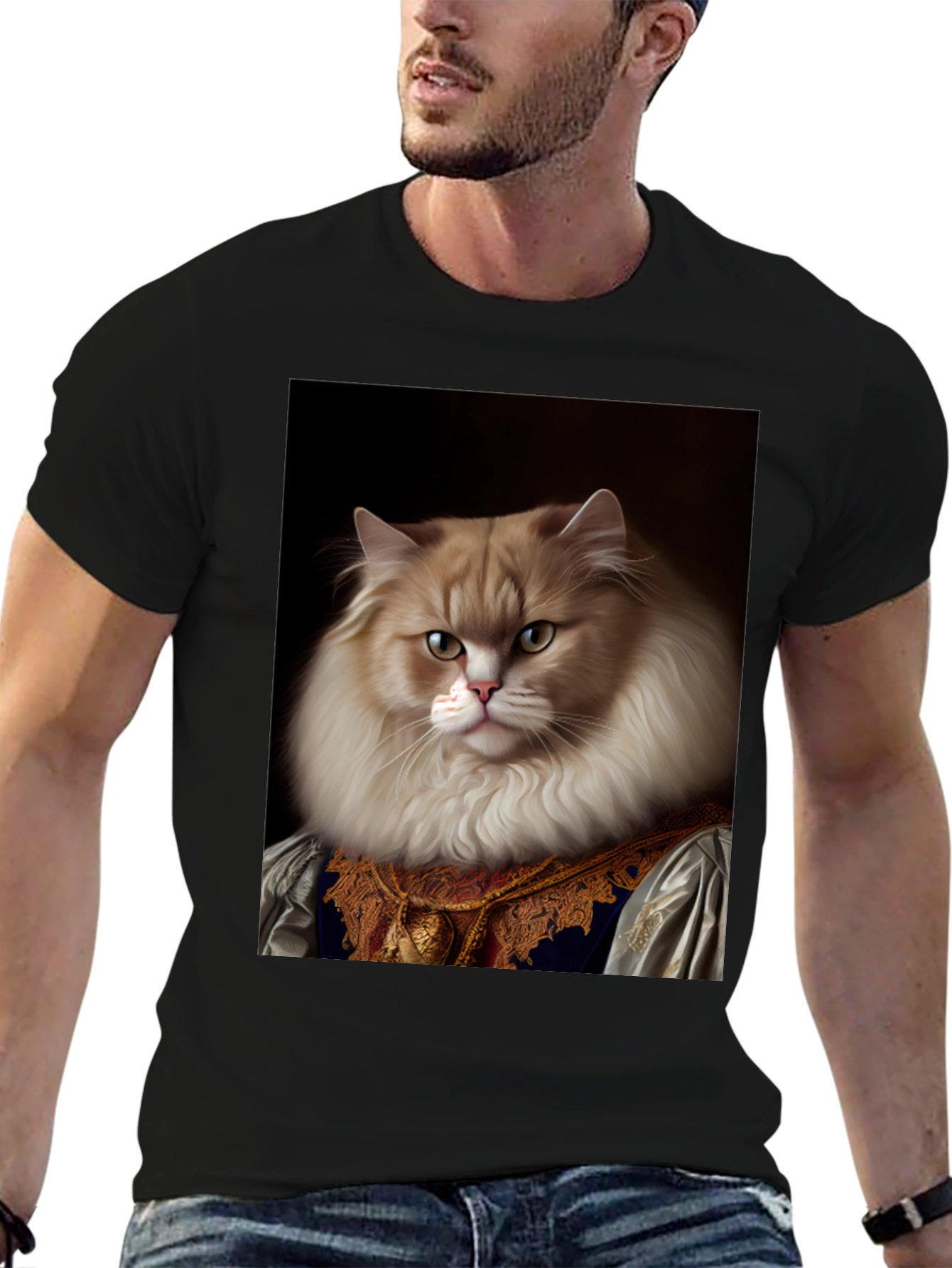 Regal Cat Portrait T-Shirt - Unique Design