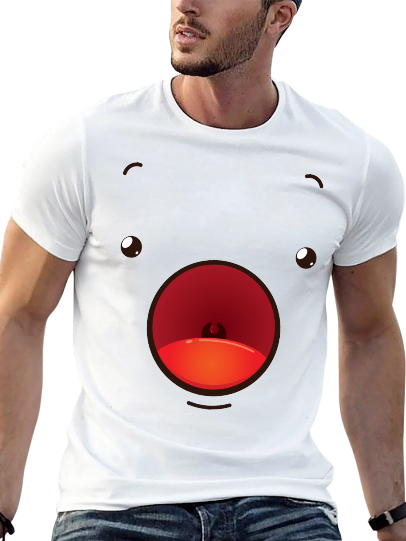 Funny Face T-Shirt Black Crew Neck Soft Cotton