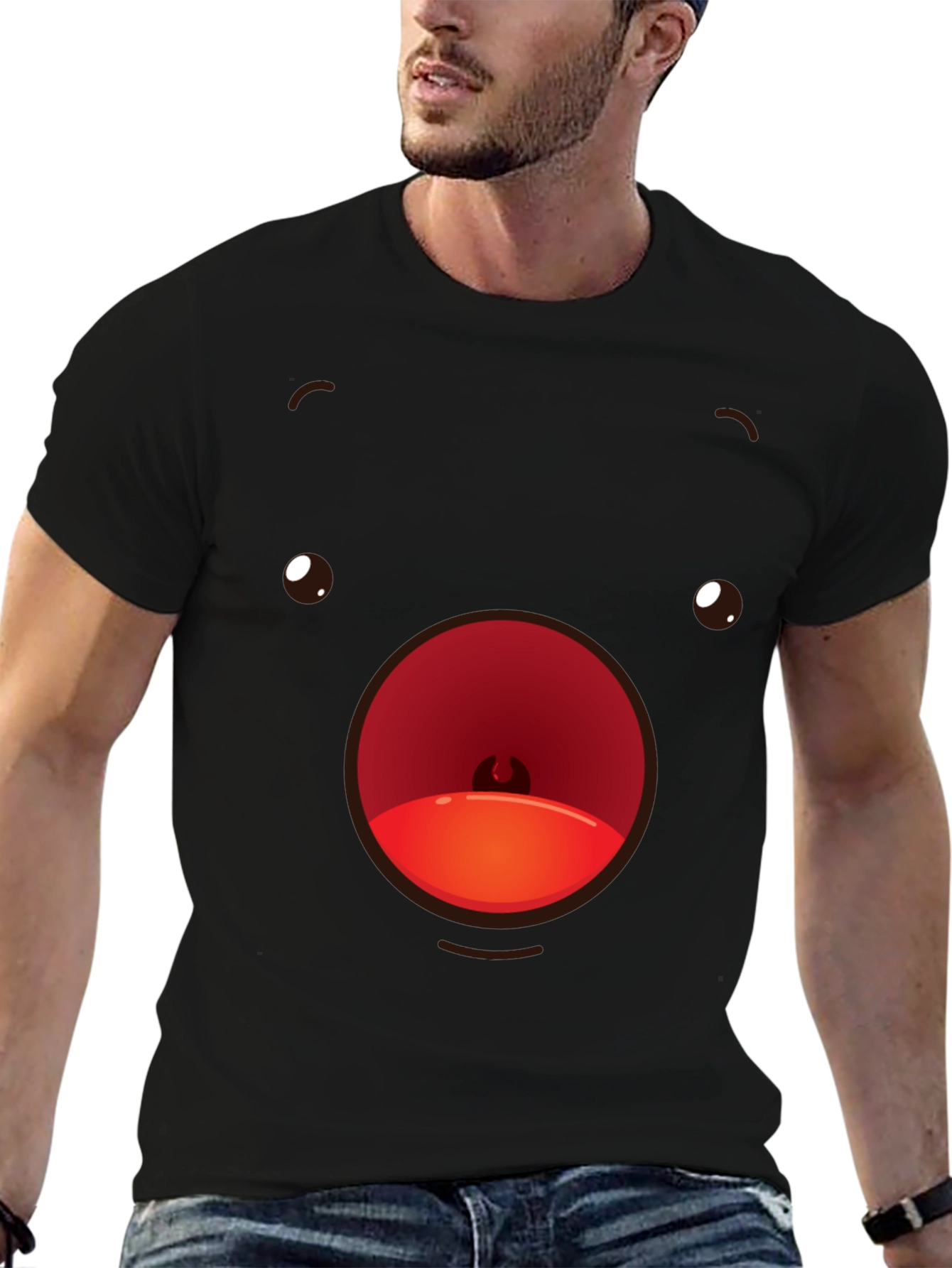 Funny Face T-Shirt Black Crew Neck Soft Cotton