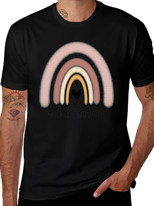 Educator Rainbow Heart Graphic T-Shirt