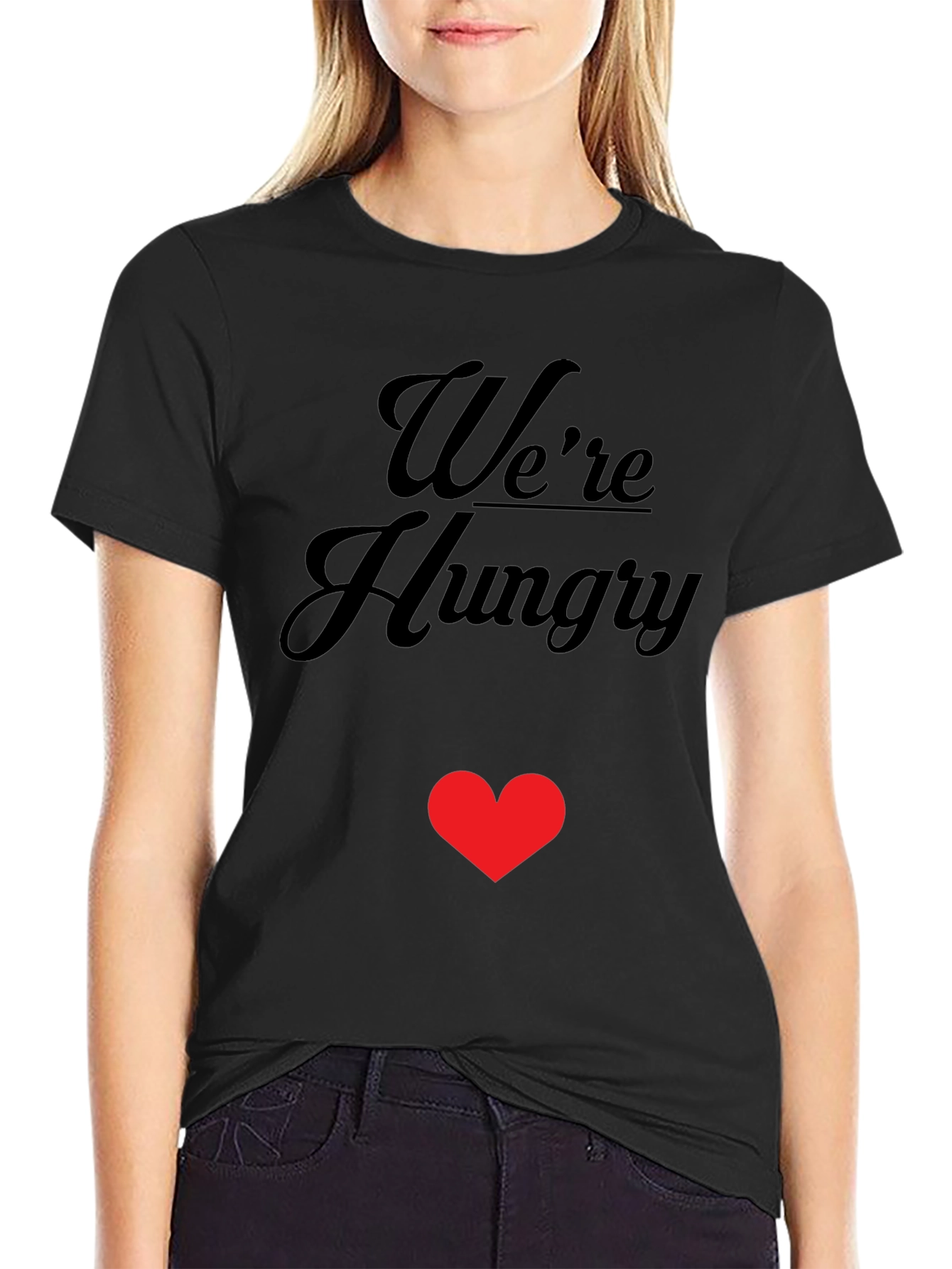 Were Hungry Heart Graphic Tee - Black Casual Shirt