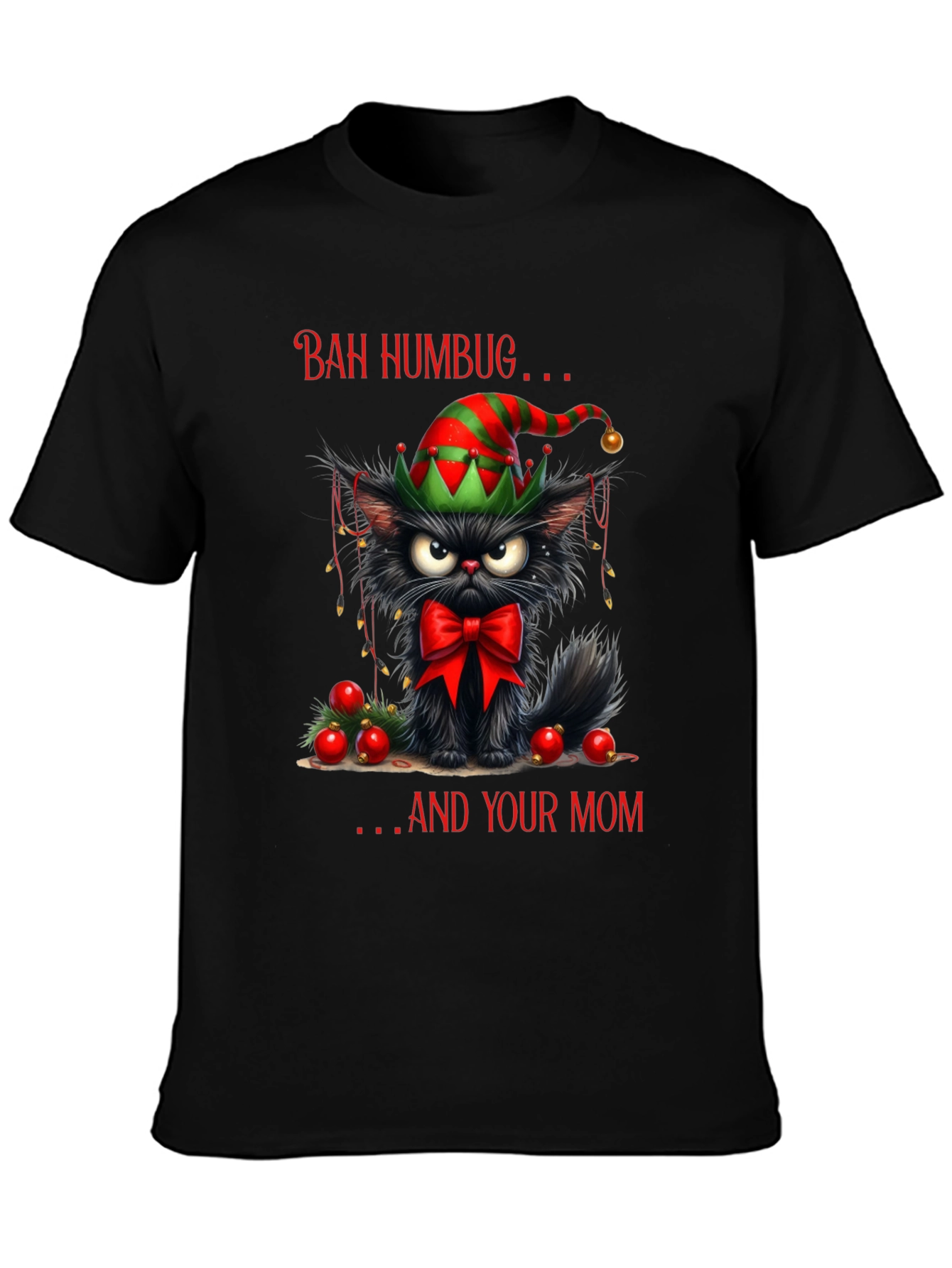 Bah Humbug Cat Christmas T-Shirt