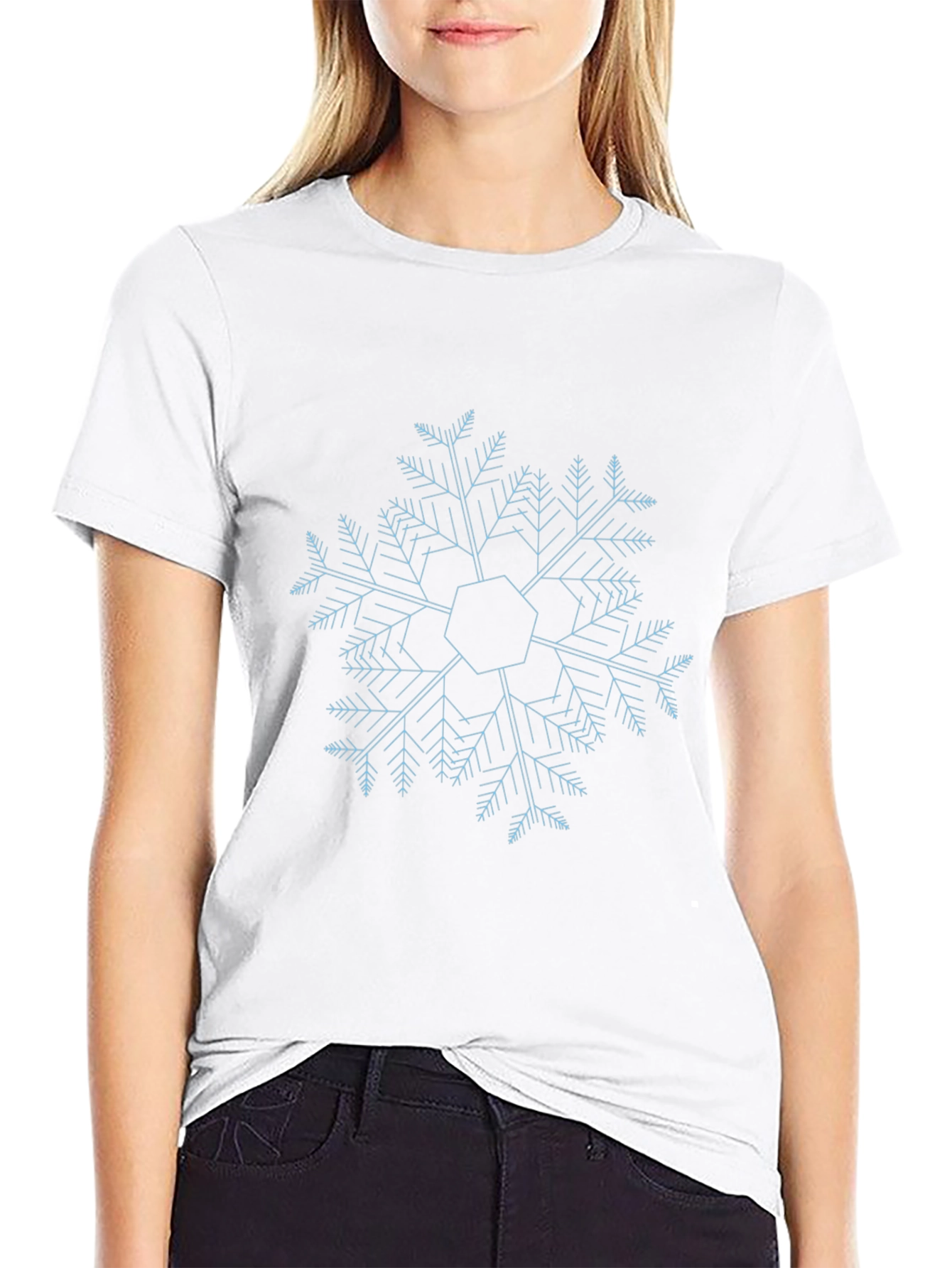 Geometric Snowflake Graphic Tee - Modern Winter Style