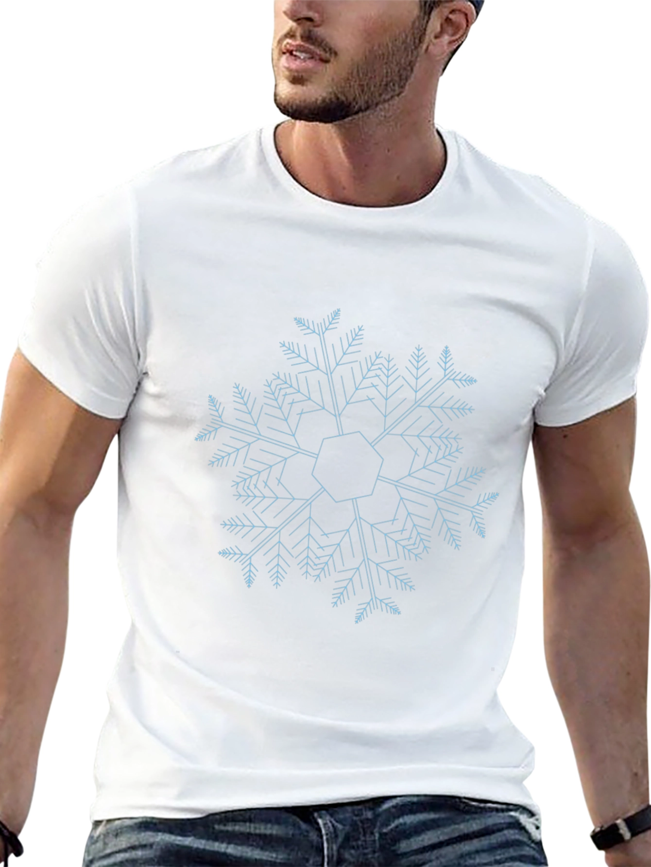 Geometric Snowflake Graphic Tee - Modern Winter Style