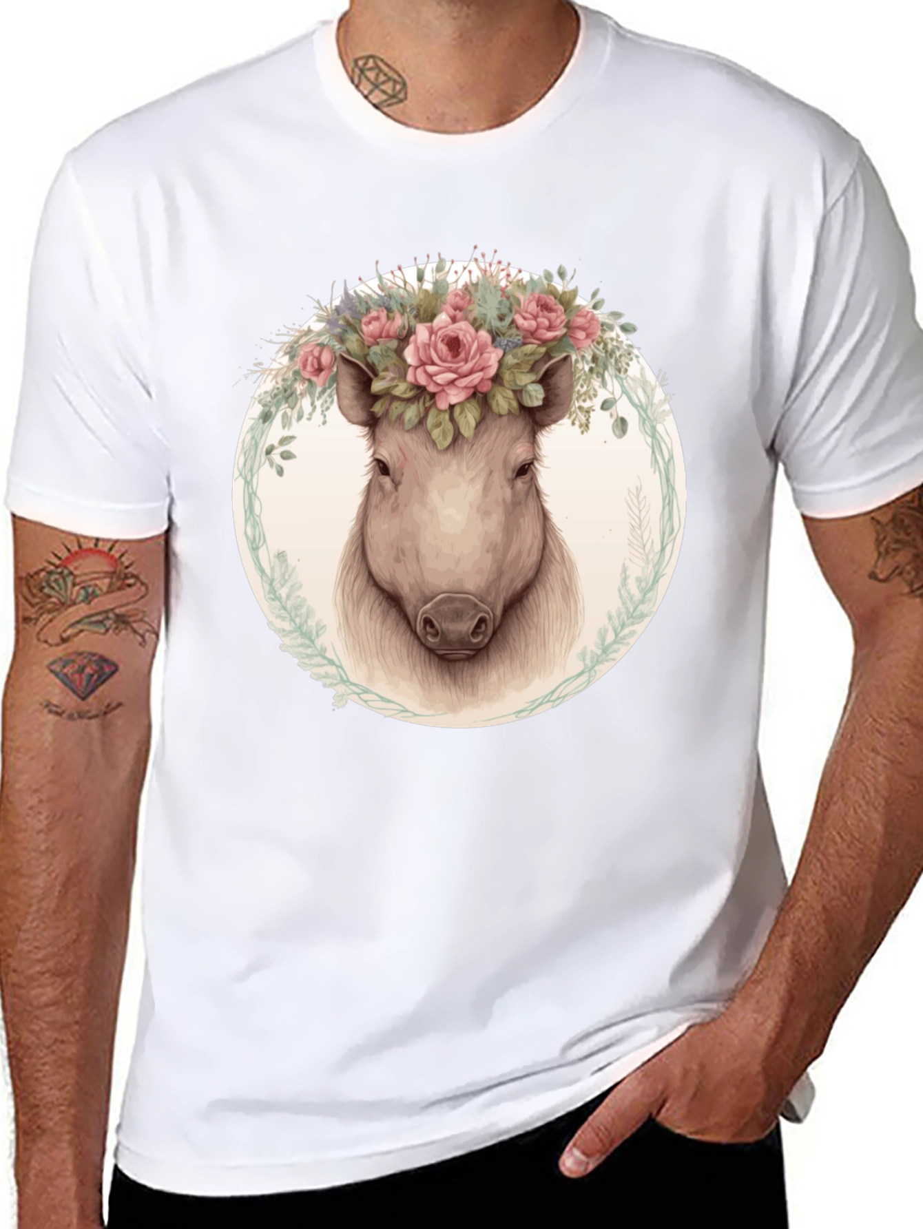 Floral Crown Pig Tee