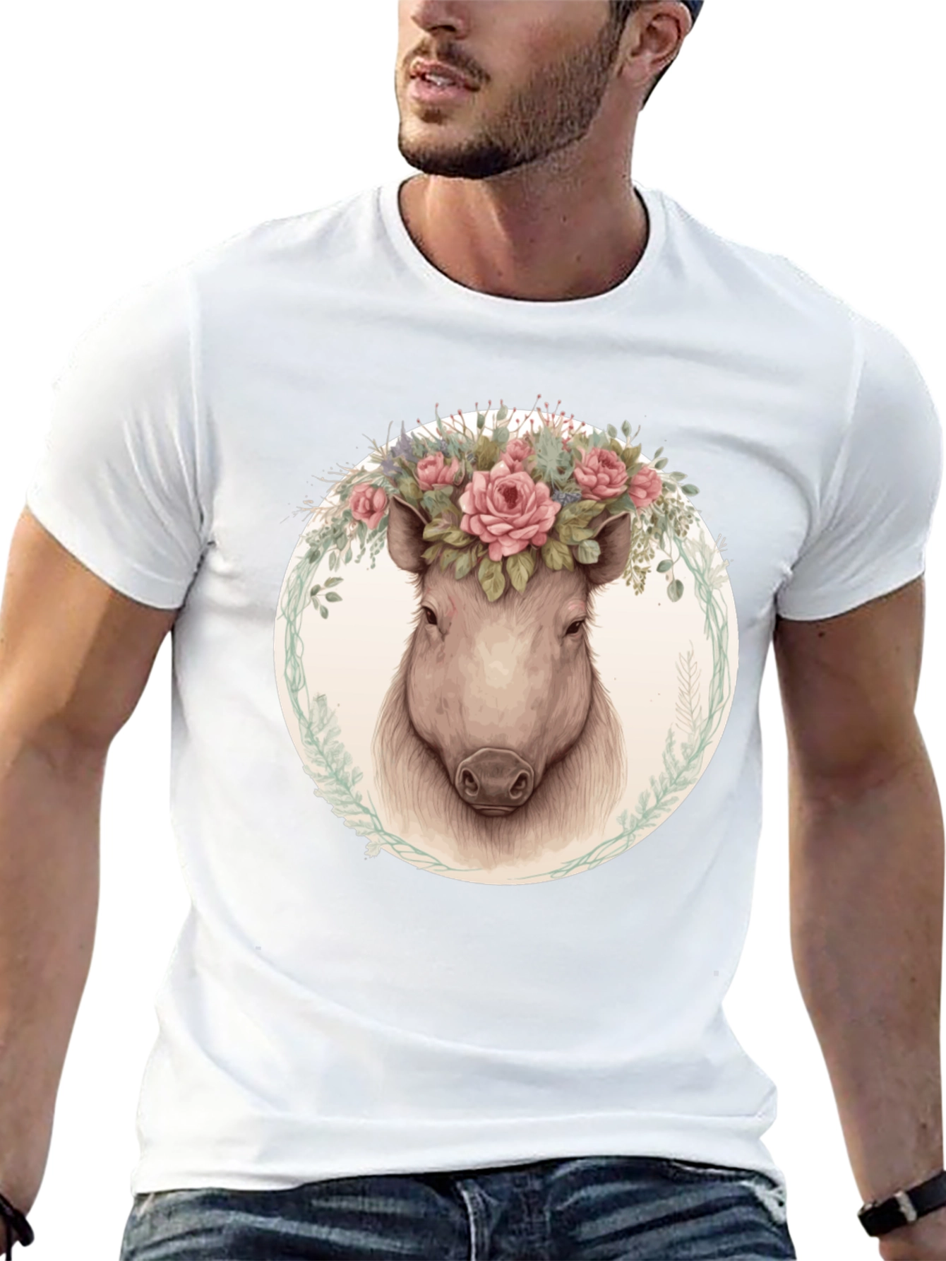 Floral Crown Pig Tee