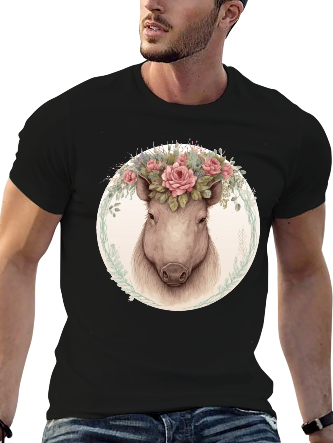Floral Crown Pig Tee