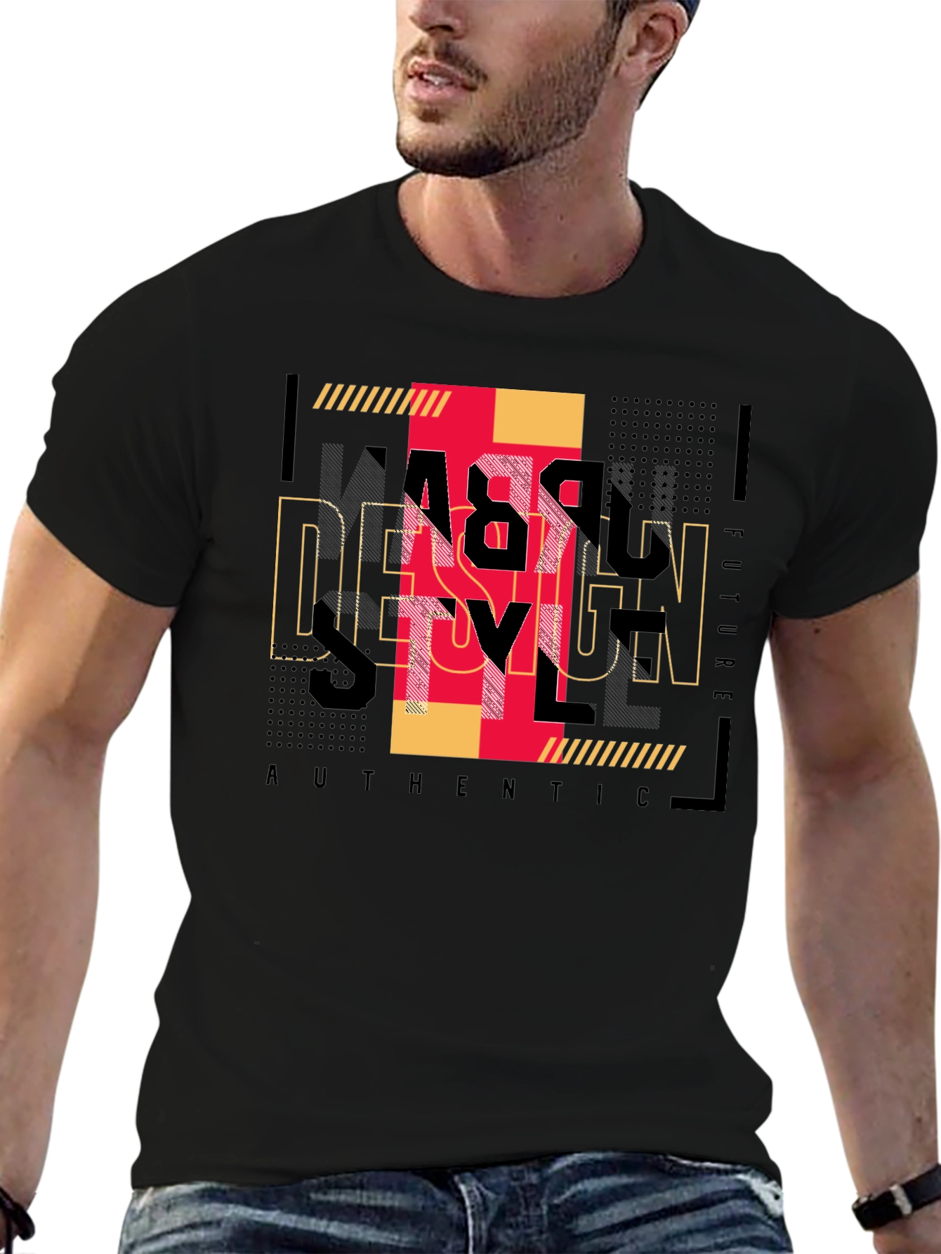Stylish Graphic Print Black T-Shirt
