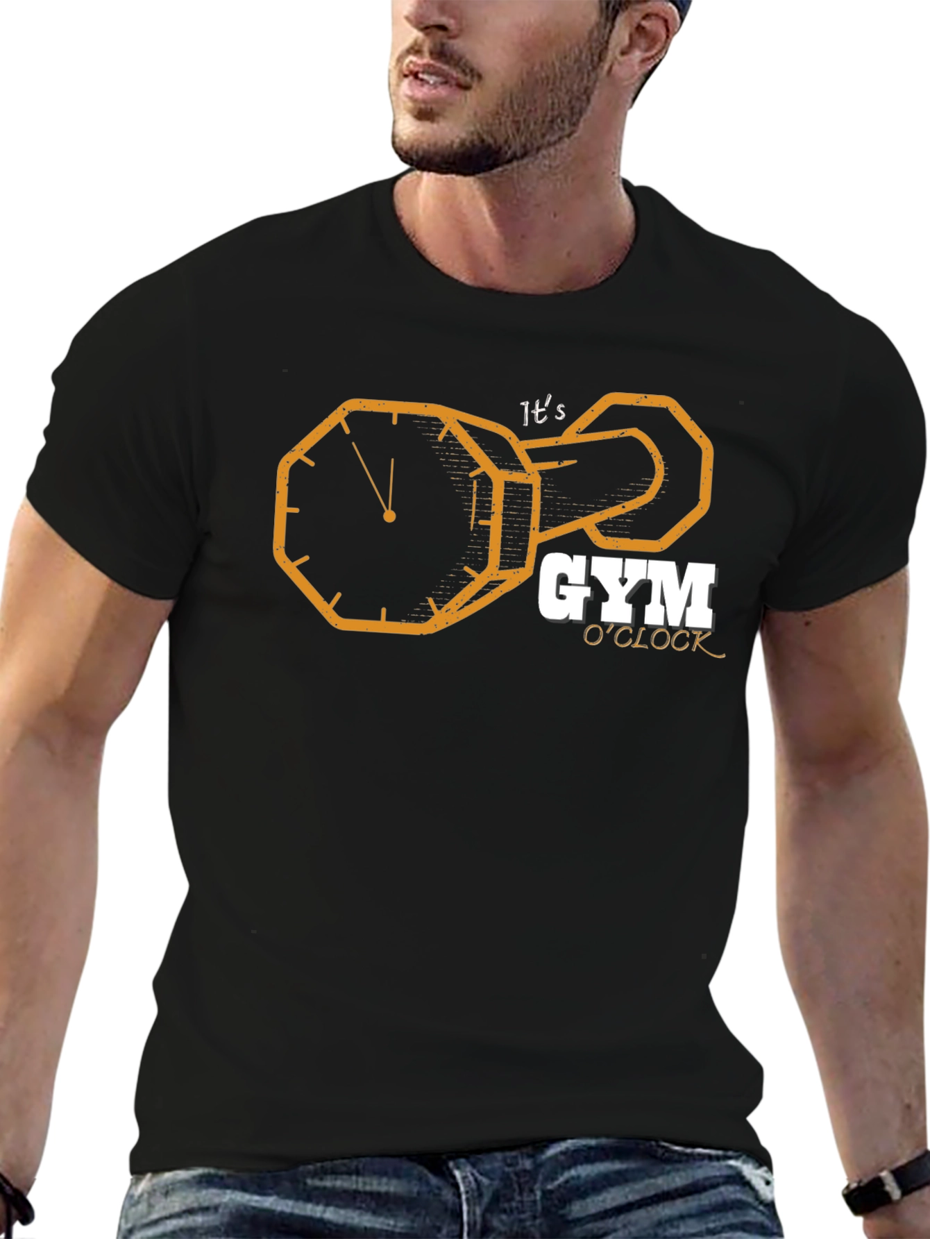 Its Gym OClock Black Graphic T-Shirt