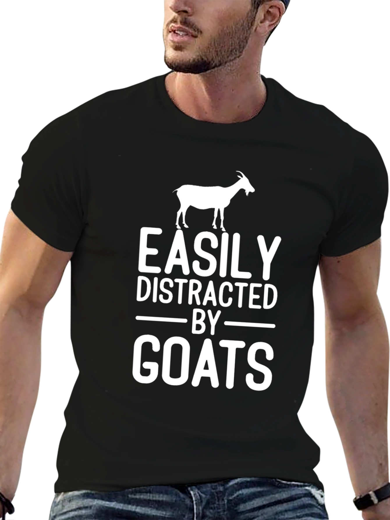 Easily Distracted by Goats Funny Graphic Tee