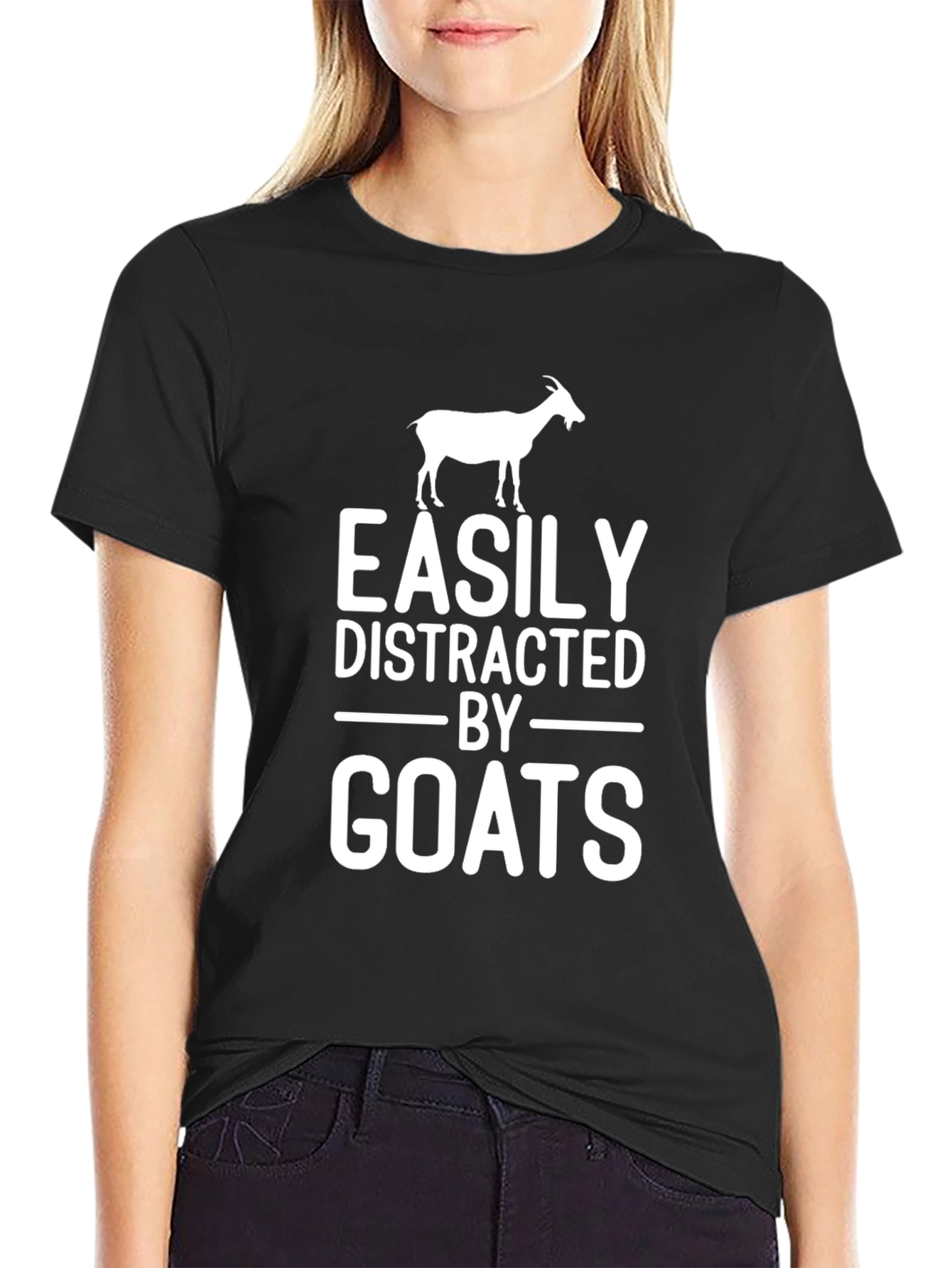 Easily Distracted by Goats Funny Graphic Tee