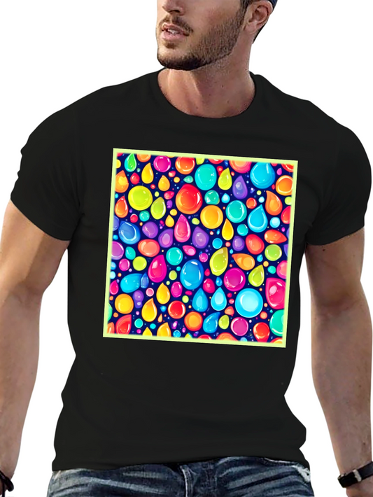 Vibrant Bubbles Graphic Black T-Shirt