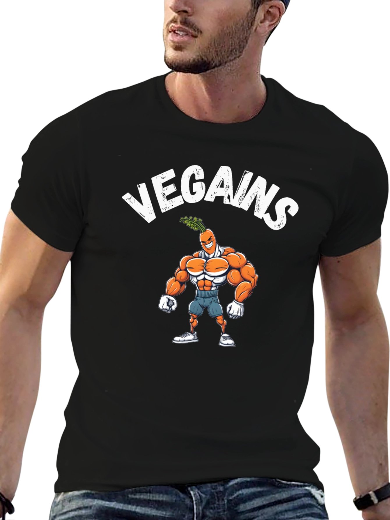 Vegains T-Shirt - Vegan Muscle Carrot Tee