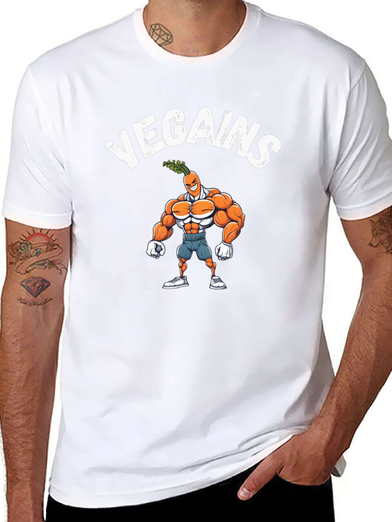 Vegains T-Shirt - Vegan Muscle Carrot Tee