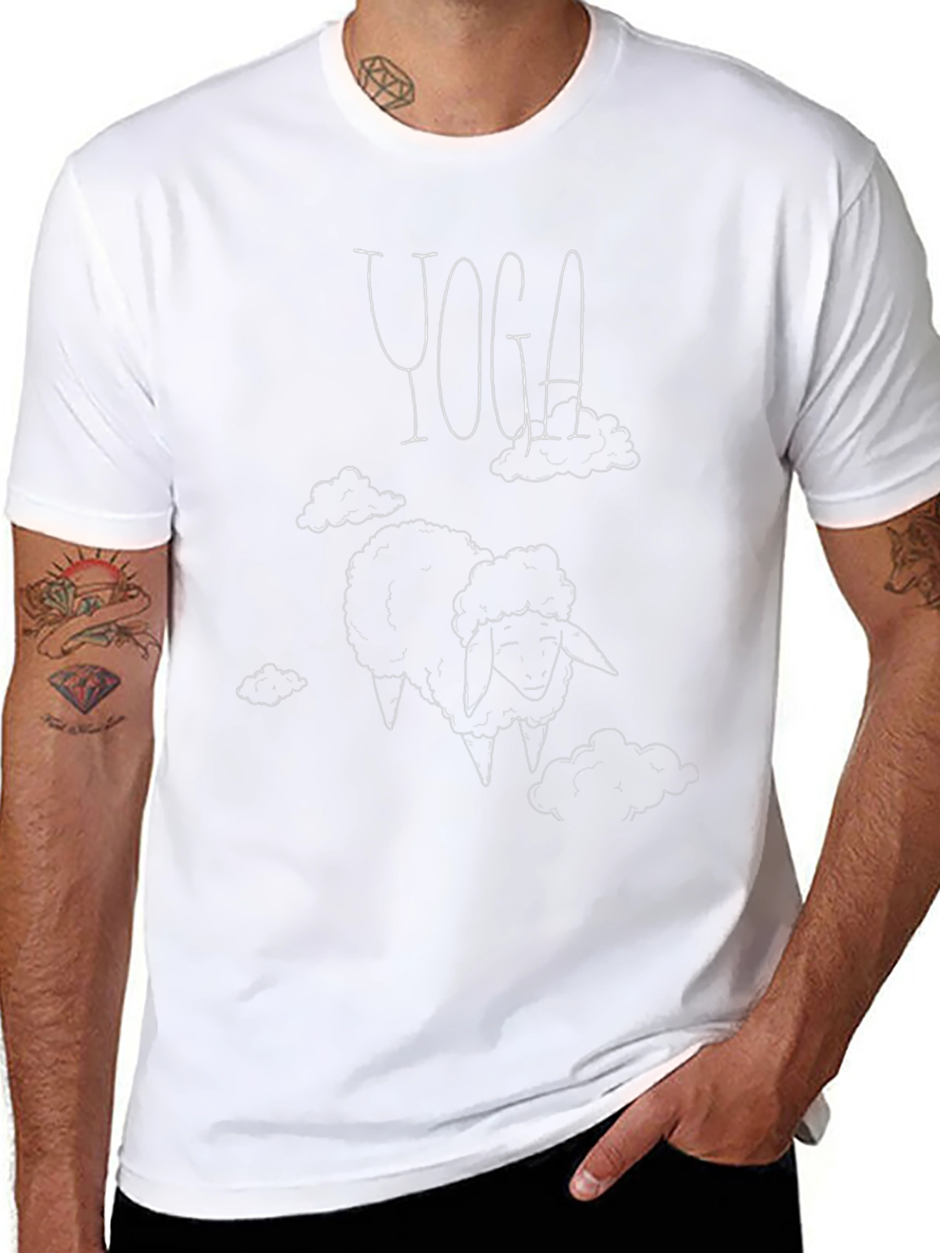Yoga Sheep T-Shirt - Black Cotton Graphic Tee