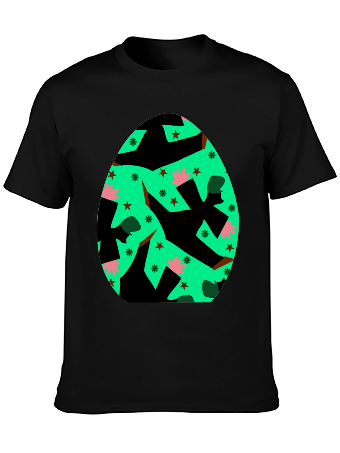 Novelty Easter Egg Graphic Tee - Black