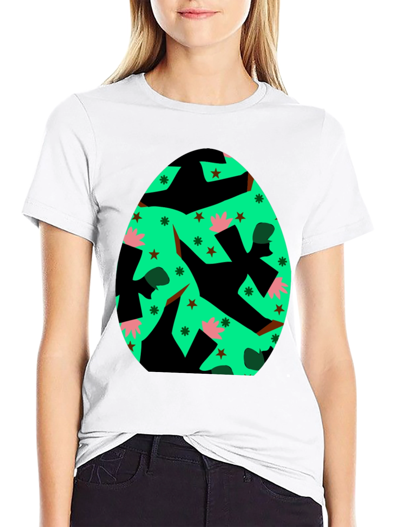 Novelty Easter Egg Graphic Tee - Black