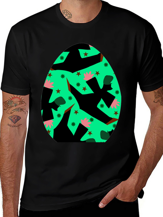 Novelty Easter Egg Graphic Tee - Black