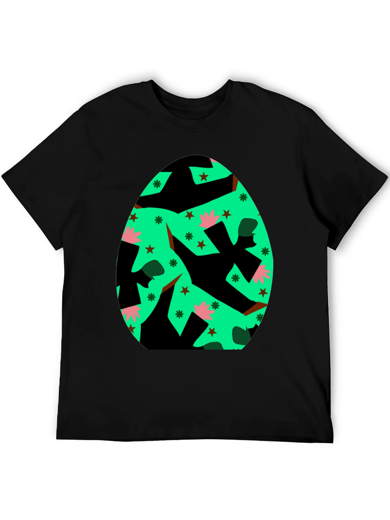 Novelty Easter Egg Graphic Tee - Black