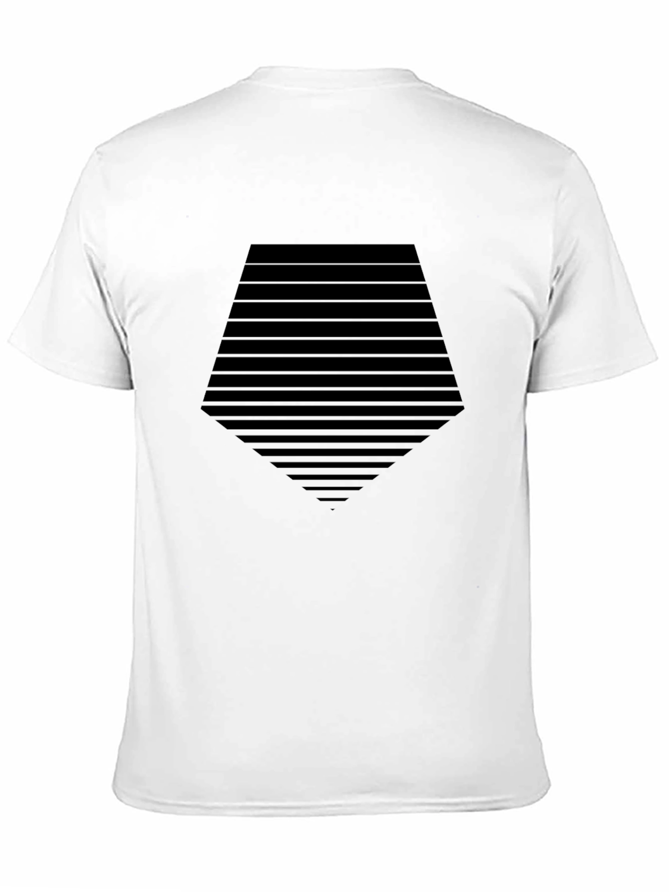 Mens Black Graphic Tee - Striped Geometric Design