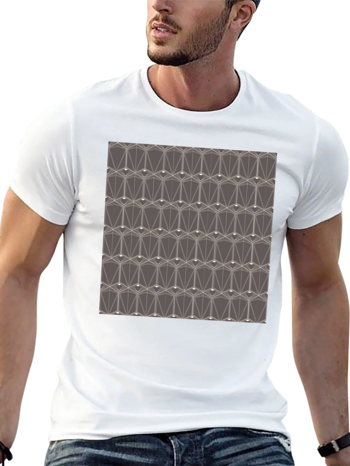 Geometric Pattern Tee - Modern Design Black T-Shirt