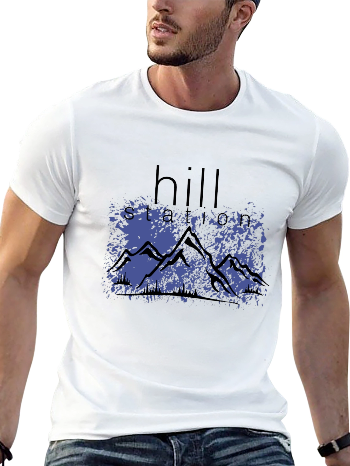 Hill Station Graphic Print Black T-Shirt